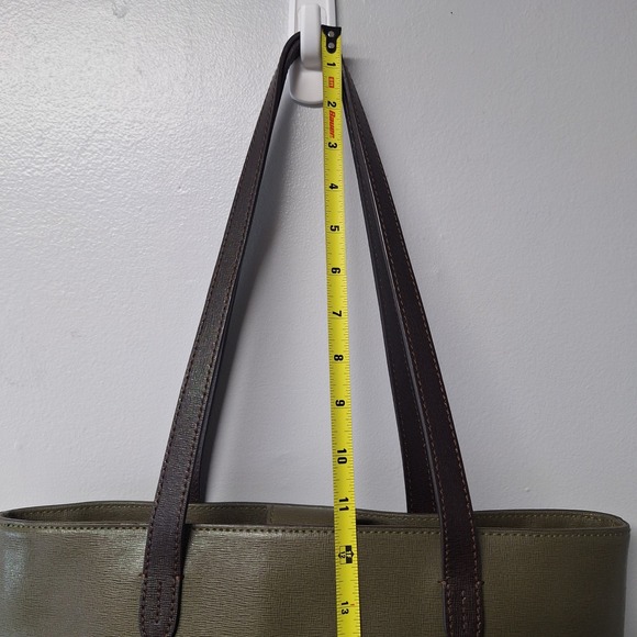 Dooney & Bourke Leather Tote Bag Olive Green Shopper Purse Tassel Double Handle - Picture 11 of 15